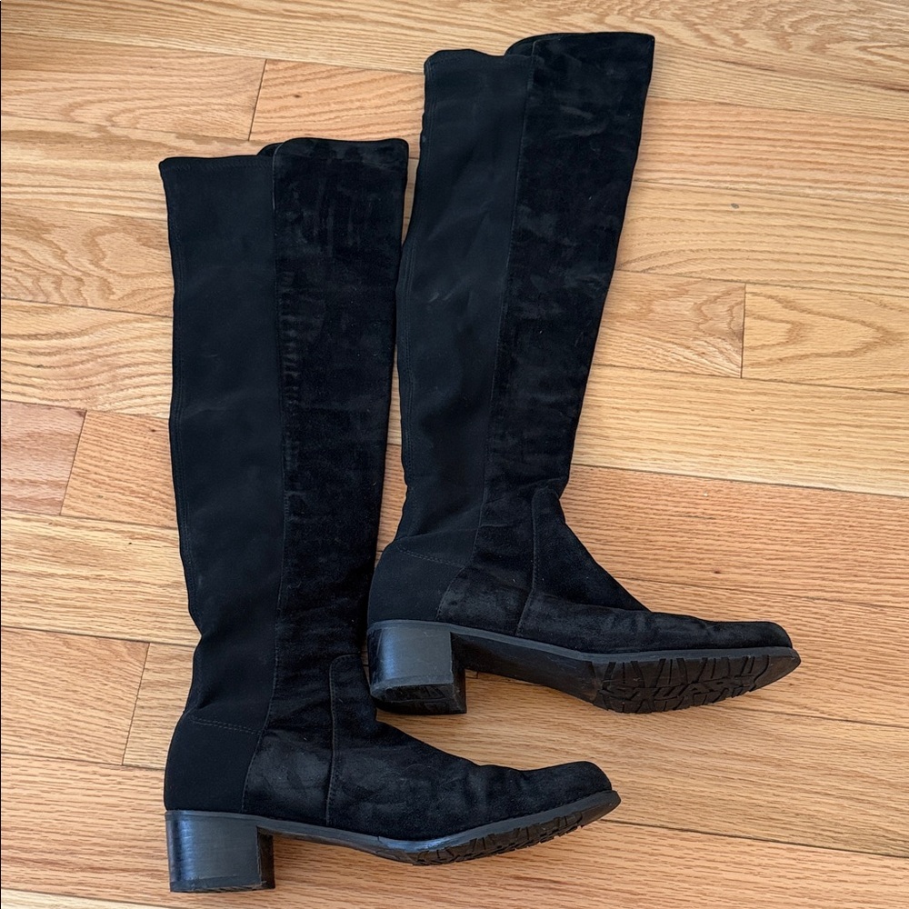 Stuart Weitzman 50/50 Black Women's Over the Knee Suede Boots 8.5